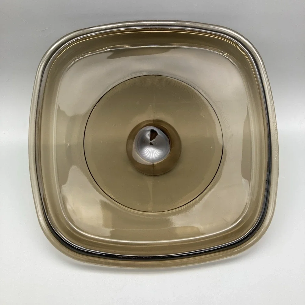Pyrex Replacement Square Amber Glass Lid A-7-C Corning Brown 7
